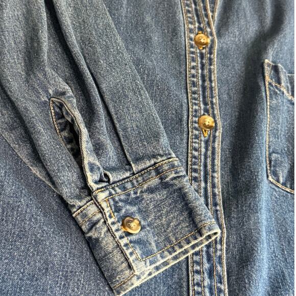 Vintage 90's Jean Shirt Button Down 100% Cotton Women's Small - Picture 3 of 8